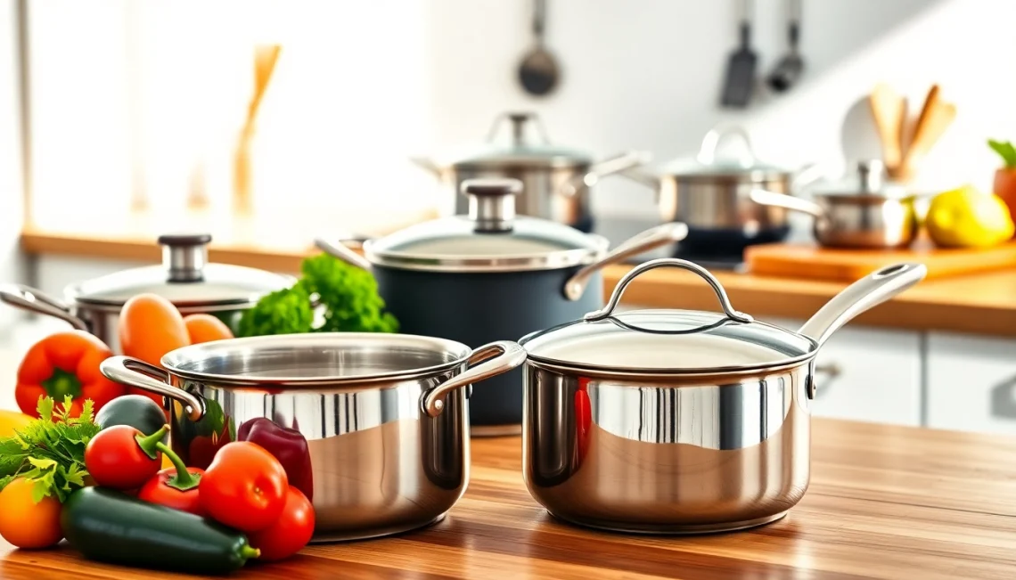 Explore the best cookware for induction NZ in a modern kitchen setup with vibrant vegetables and sleek utensils.