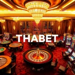 Experience the excitement at THABET with vibrant casino tables filled with players and engaging games.