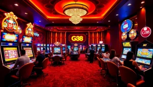 GG 88 casino environment showcasing vibrant gaming tables and players enjoying online gambling experiences.