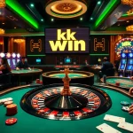 Play attendees engaging at KK Win roulette wheel in a lavish casino environment, showcasing luxury and excitement.