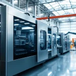 Electric injection molding machine operating efficiently in a modern factory setting