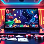 Discover engaging features of Georgia online casinos through vibrant digital gaming visuals.