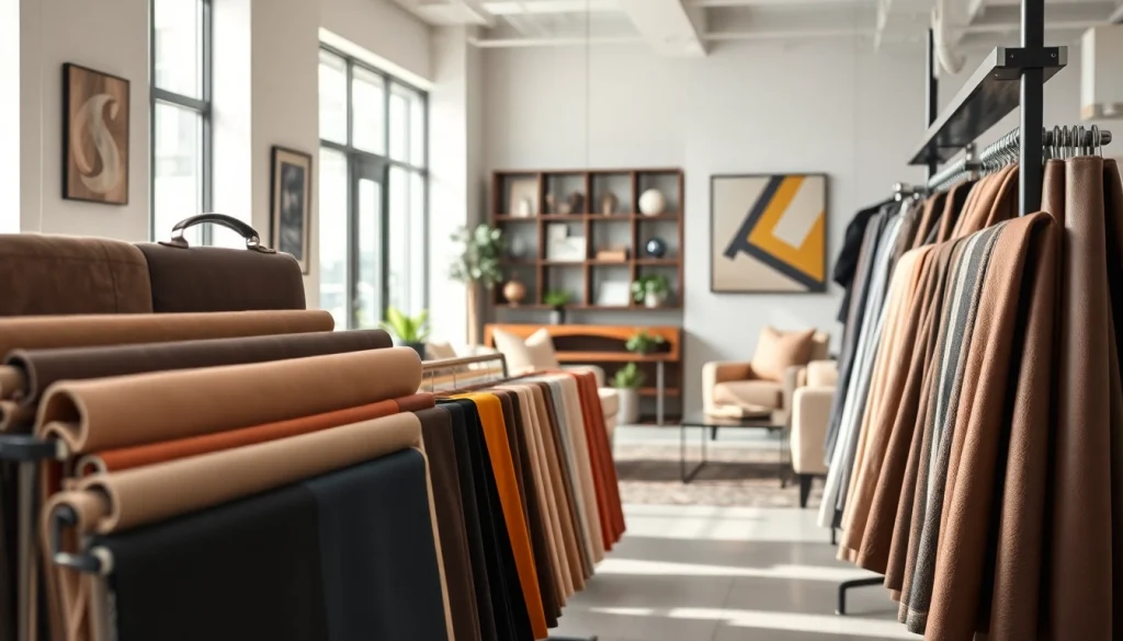 Bekijk de schone en opvallende skai leer stoffen in deze professionele showroom