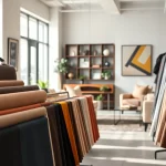Bekijk de schone en opvallende skai leer stoffen in deze professionele showroom