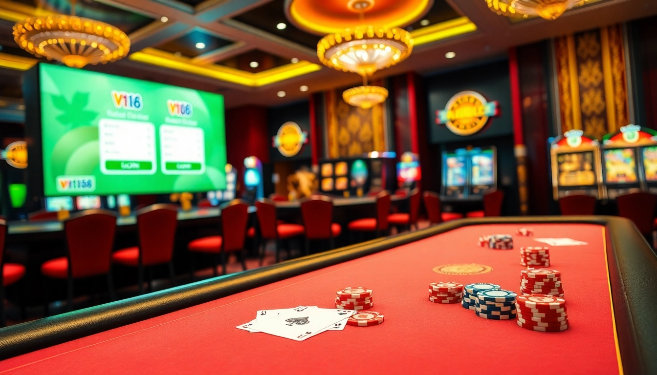 Experience the excitement of vn168 đăng nhập with vibrant poker tables and an immersive online casino interface.