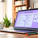 Create a resume easily with the Resume Builder interface showcased in a cozy office setting.