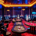 A thrilling casino experience at cair33bdg.com featuring vibrant tables, slot machines, and engaged players.