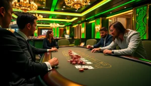 Experience the excitement of gambling at tha-bet with vibrant casino gaming tables.