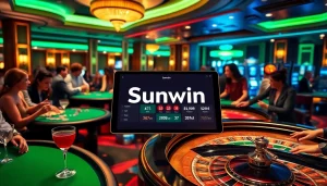 Experience thrilling games at Sunwin, featuring vibrant casino tables and excitement.