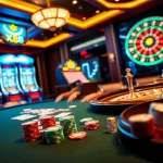 Experience thrilling poker action at XN88 with vibrant chips and an elegant casino atmosphere.