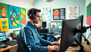 Learn how to get paid for content creation fast with a digital creator in action in a vibrant studio.