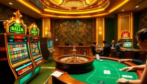 Experience the thrill of jeetbuzz লগইন with a vibrant casino atmosphere featuring slot machines and roulette.