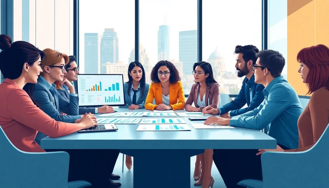 Analyze competitor pricing strategies in a collaborative business meeting setting.