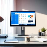 在现代、舒适的工作区中的电脑屏幕上显示的 WPS Office。
