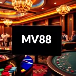 Gamblers strategizing on MV88’s online betting interface, featuring roulette and poker tables.