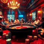 Engaging scene of gamblers strategizing bets at a roulette table, representing excitement in 7upbet.
