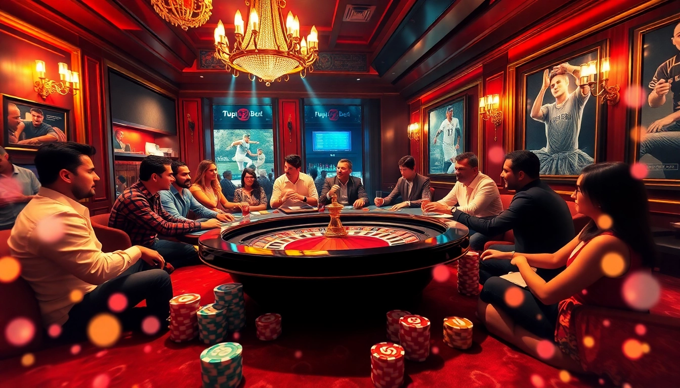 Engaging scene of gamblers strategizing bets at a roulette table, representing excitement in 7upbet.