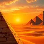 View Egyptian pyramids against a sunset sky with detailed hieroglyphs on https://piraminds.com/