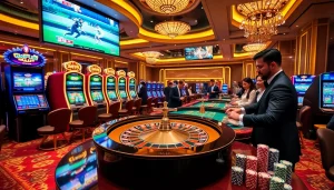 Experience thrilling games and winning strategies at OKFUN.COM in a luxurious casino atmosphere.