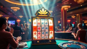 Rasakan sensasi demo slot Mahjong dalam suasana kasino yang dinamis, menampilkan kemewahan dan kegembiraan.