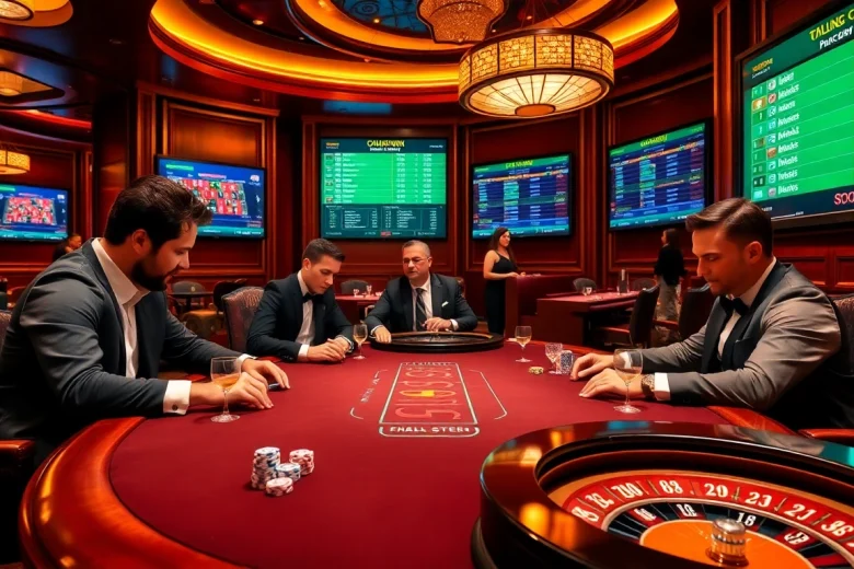 Pemain yang terlibat di meja poker menikmati Datukwin di kasino kelas atas.