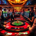 Players enjoying a VMAX casino experience with roulette and poker chips.