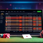 Visualizing a mix parlay betting slip on a sleek online gambling platform, showcasing vibrant sports odds.
