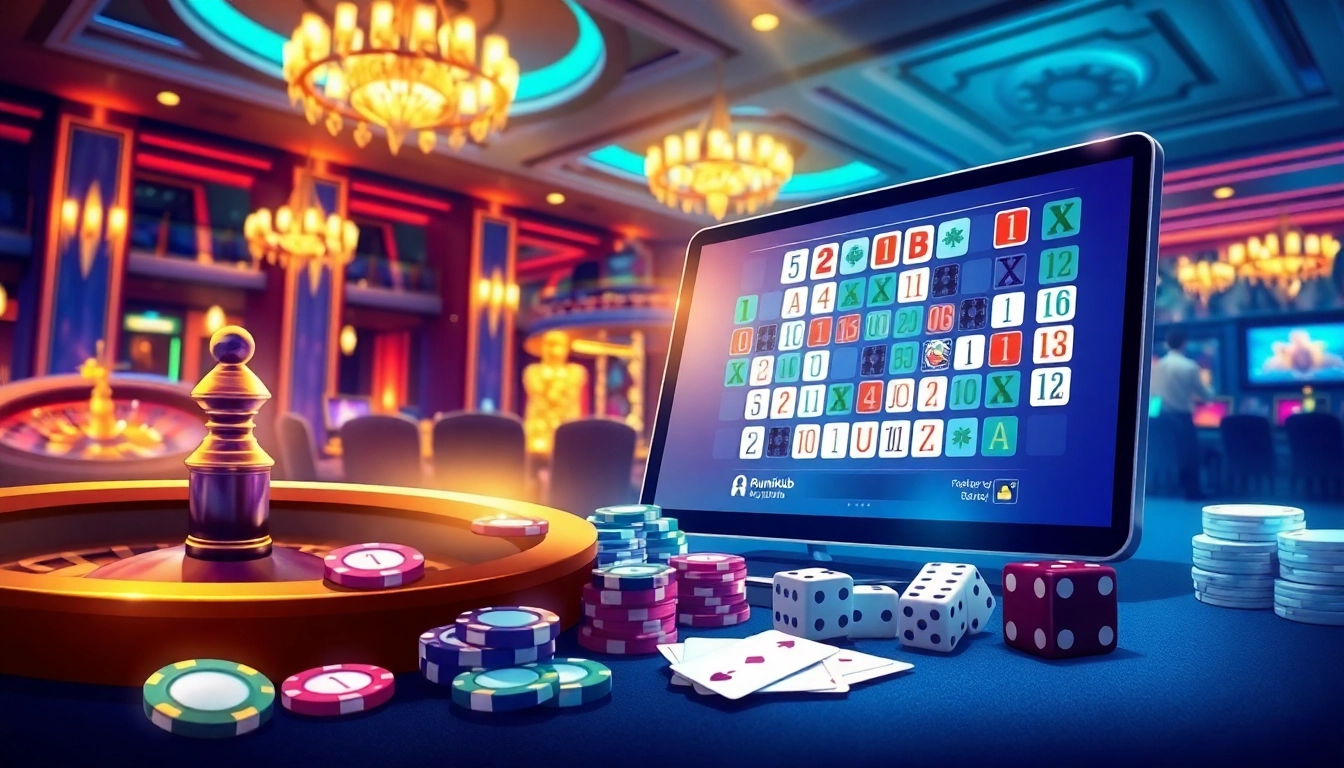Engage with רמיקוב אונליין by playing in a luxurious casino setting featuring vibrant tiles and exciting gaming elements.
