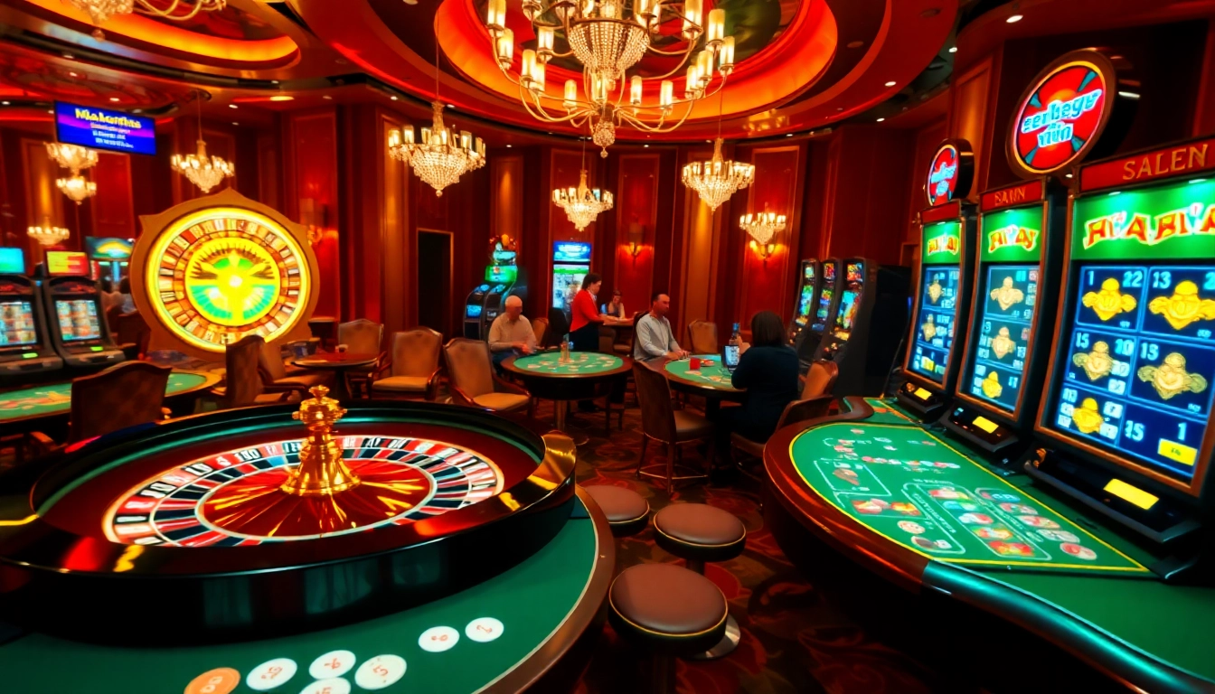 Experience thrilling gameplay at https://thabet77.org/ with luxurious casinos, vibrant slot machines, and excited players.