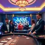 Experience the excitement of SA88 with players gambling at a luxurious casino.