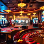 Engaging scene of a casino with players logging in to online gambling experiences at various tables.