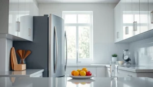 AQUA CREST Replacement for GE® RPWFE water filter prominently displayed in a modern kitchen setting