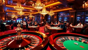 Players enjoy an exciting game at the KK WIN casino table in a luxurious setting.