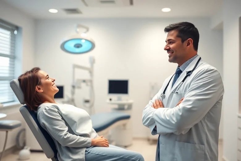 包茎手術 おすすめ の専門クリニックを表現した画像。医師が患者と相談している様子を示しています。