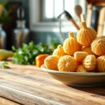 Highlighting kitchen loofah benefits through vibrant kitchen loofahs arranged with cooking herbs.