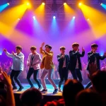 Buzzing concert scene showcasing BTS in an energetic performance while capturing the latest bts news.