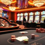 Experience the thrill of winning at LC 88 casino with vibrant roulette and blackjack tables illuminated in luxury.