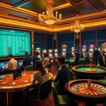 Experience the thrill of live betting on 7upbet with a luxurious casino backdrop.