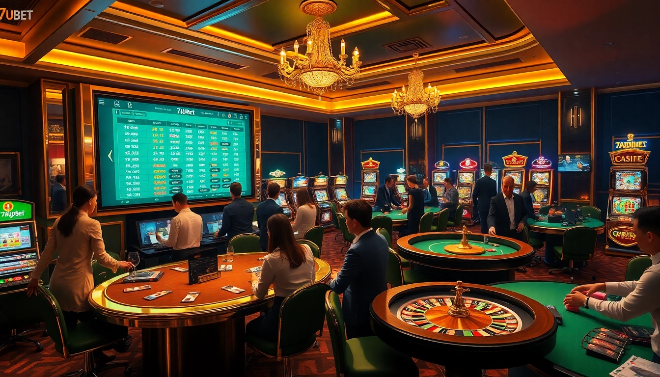 Experience the thrill of live betting on 7upbet with a luxurious casino backdrop.