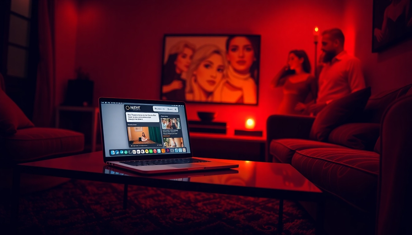 Engaging NSFW roleplay scene with chat interface in an inviting room setting.