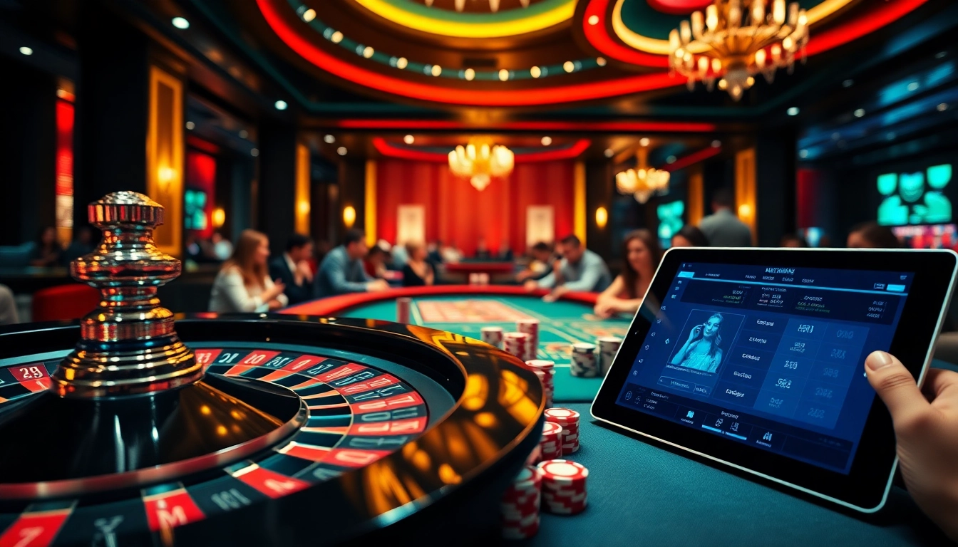Players engaging in thrilling games at https://nk88net.com/ casino tables, highlighting excitement and luxury.