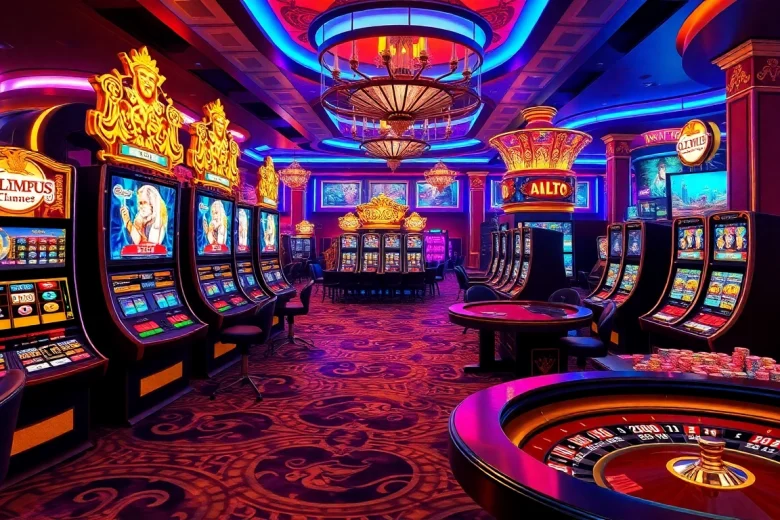 Experience the excitement of the Olympus slot as players spin vibrant, mythologically-themed machines.