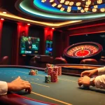 Experience the thrill of online gambling with luongsontv, showcasing a top-notch poker game in a luxurious casino.