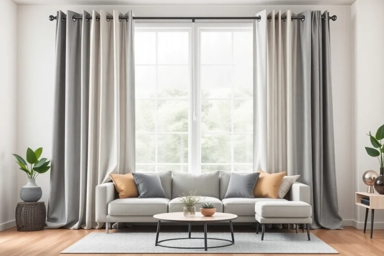 Verduisterende gordijnen in een stijlvolle woonkamer zorgen voor optimale lichtafsluiting.