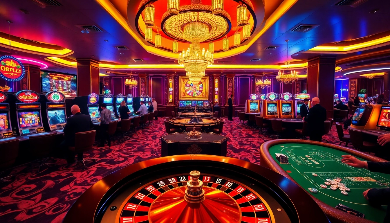 Experience an engaging gambling night with oxplay at luxurious casino tables and vibrant slot machines.