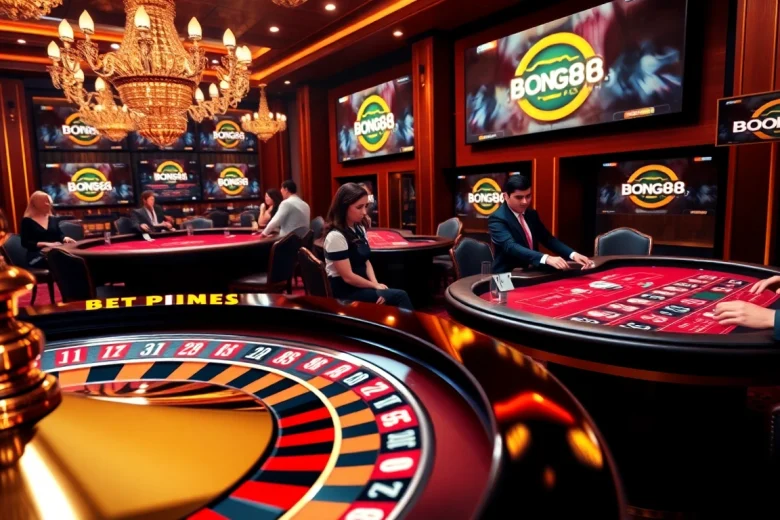 Engage in high-stakes gaming at bong88.casa with vibrant roulette and blackjack tables showcasing thrilling action.