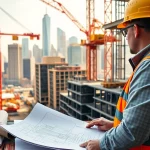 Manhattan General Contractor managing a vibrant construction site with cranes and workers efficiently.
