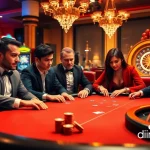 Players enjoy intense poker action at a luxurious casino featuring elements of dinamit4d.