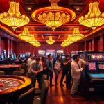 Excited players engage with slot machines at 6rwin55 com casino, showcasing vibrant gaming ambiance.