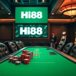 Experience thrilling gaming action at Hi88 with vibrant poker tables and exciting slot machines.